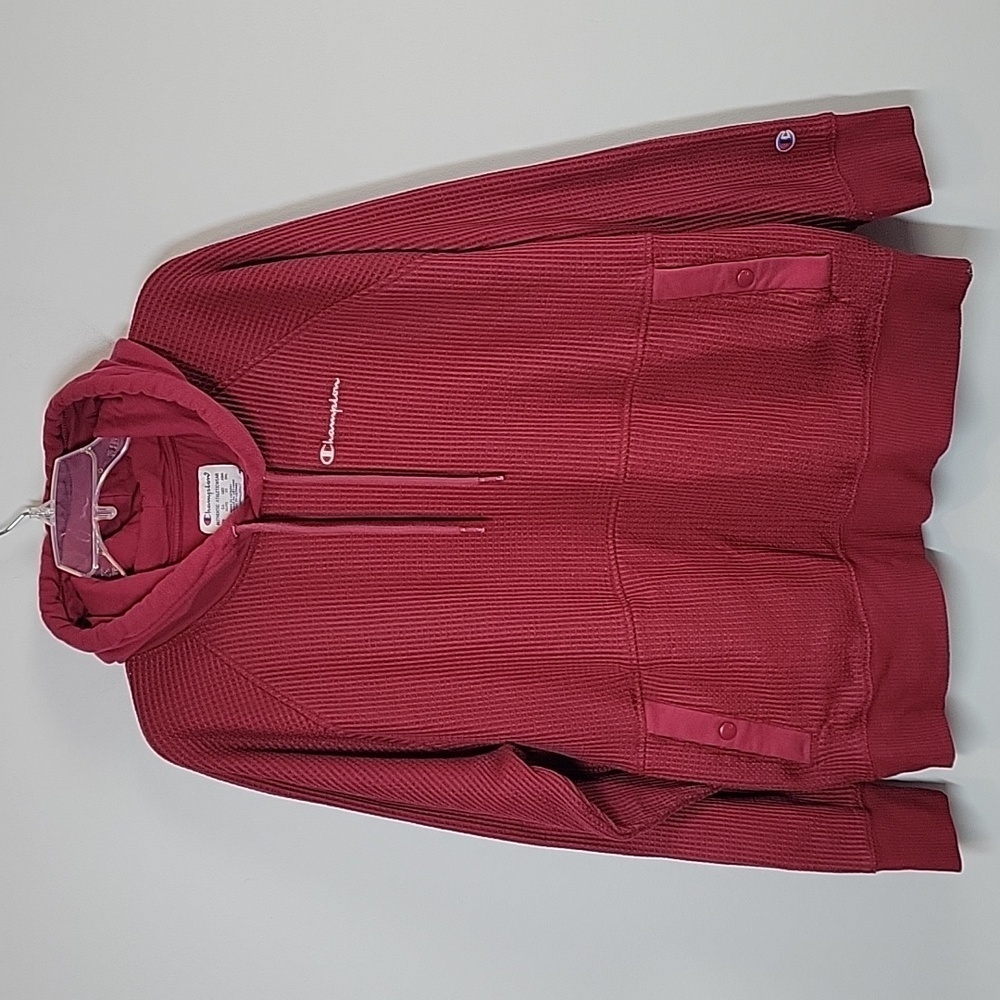 Champion Red Waffle Hoodie Snap Pockets Mens size XL
